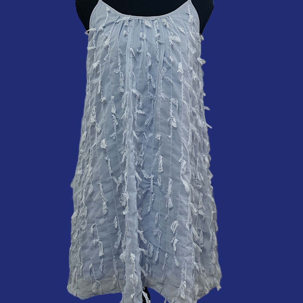 Entro. Cute & Fun Light Blue Fringe Dress. (Small) - Picture 5 of 8